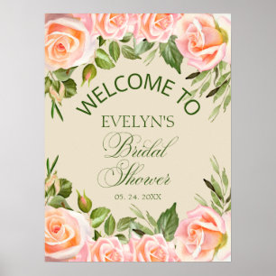 Affiche de bienvenue Fête des mariées florale chic