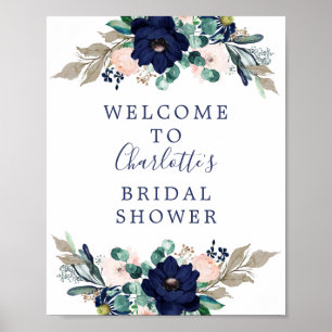 Affiche de bienvenue Fête des mariées Navy & Blush