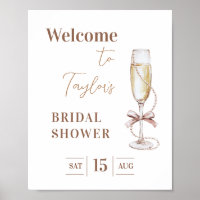 Affiche de bienvenue Fête des mariées Prosecco et