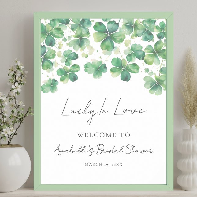 Affiche de bienvenue Fête des mariées shamrock (Shamrock Bridal Shower Welcome Sign)