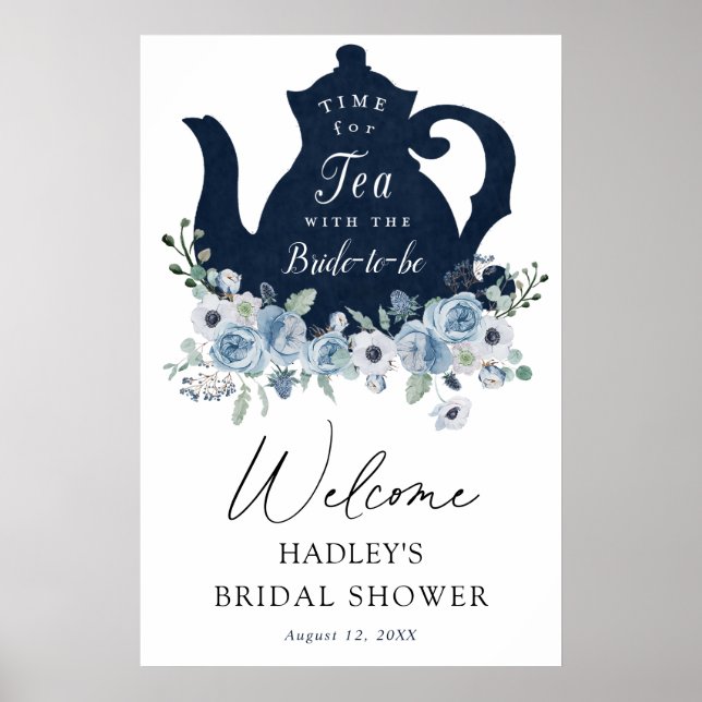 Affiche de bienvenue Fête des mariées Tea Time Blu (Devant)