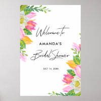 Affiche de bienvenue Fête des mariées Tulip rose