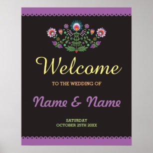 Affiche de bienvenue Fiesta Mariage Affiche mexica