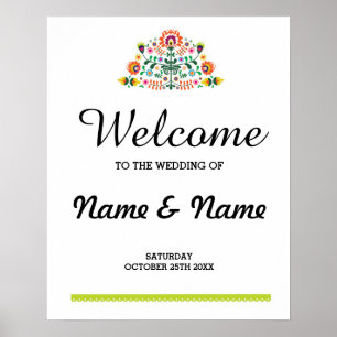 Affiche de bienvenue Fiesta Mariage Affiche mexica
