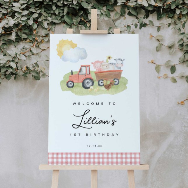 Affiche de bienvenue Fille Animaux de ferme (Créateur téléchargé)