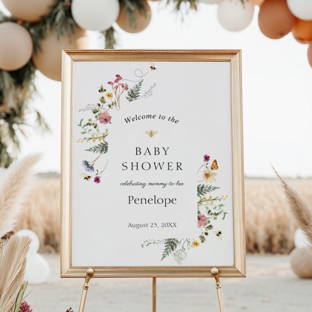 Affiche de bienvenue fleur sauvage et Baby shower  (Créateur téléchargé)
