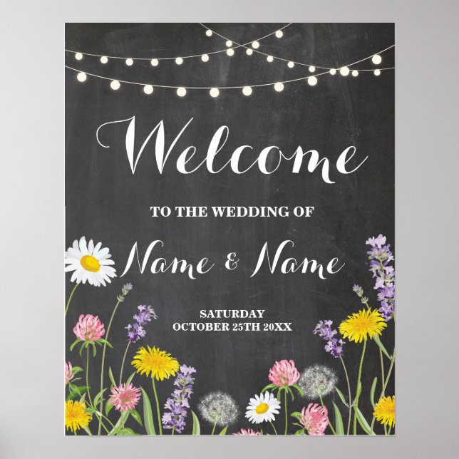 Affiche de bienvenue Fleurs sauvages Mariage Affic (Devant)