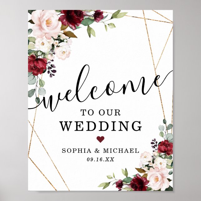 Affiche de bienvenue florale Abstraite de Bourgogn (Devant)