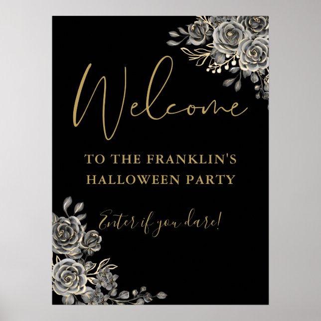 Affiche de bienvenue gothique Floral Halloween Par (Devant)