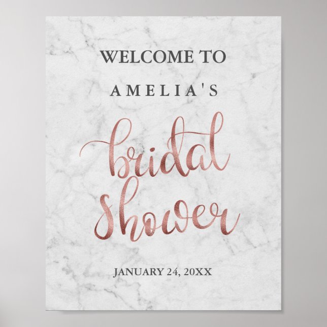 Affiche de bienvenue Marbre Faux Rose Fête des mar (Devant)