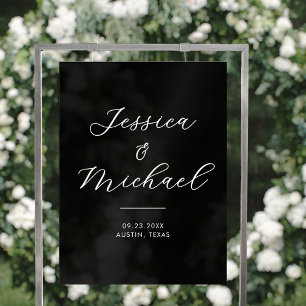 Affiche de bienvenue Mariage acrylique simple et m