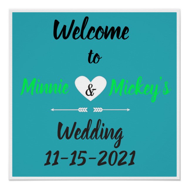 Affiche de bienvenue Mariage Aqua Heart personnali (Devant)