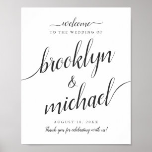Affiche de bienvenue mariage avec Calligraphie ten