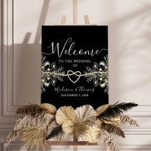 Affiche de bienvenue Mariage Black Gold Rope