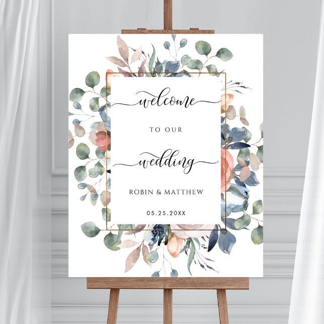 Affiche de bienvenue mariage, Blissful Floral et v (Créateur téléchargé)