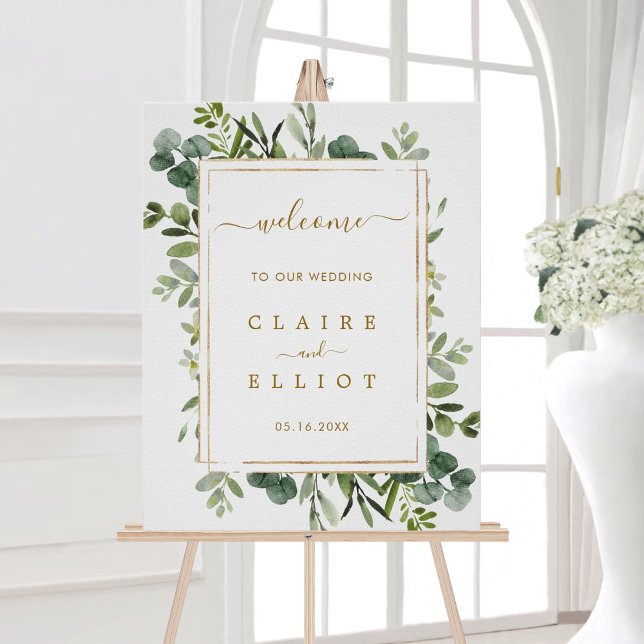 Affiche de bienvenue Mariage Botanical Gold Greene (Créateur téléchargé)