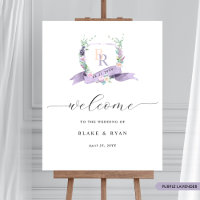 Affiche de bienvenue Mariage chic Lavender Purple 