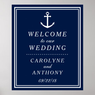 Affiche de bienvenue Mariage d'Ancres nautiques Ma