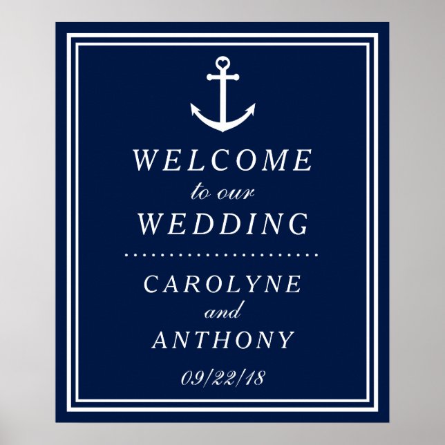 Affiche de bienvenue Mariage d'Ancres nautiques Ma (Devant)