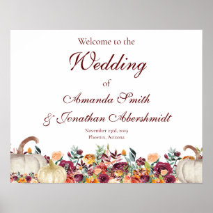 Affiche de bienvenue mariage de automne, Affiche d