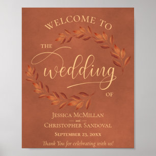 Affiche de bienvenue Mariage de automne Feuille en