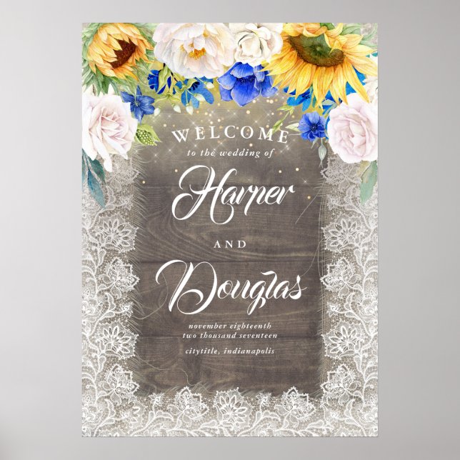 Affiche de bienvenue Mariage de automne tournesol  (Devant)