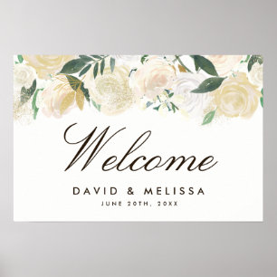 Affiche de bienvenue Mariage de bois romantique