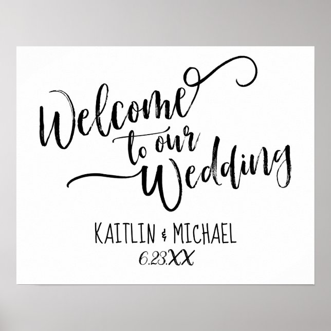 Affiche de bienvenue Mariage de calligraphie bross (Devant)