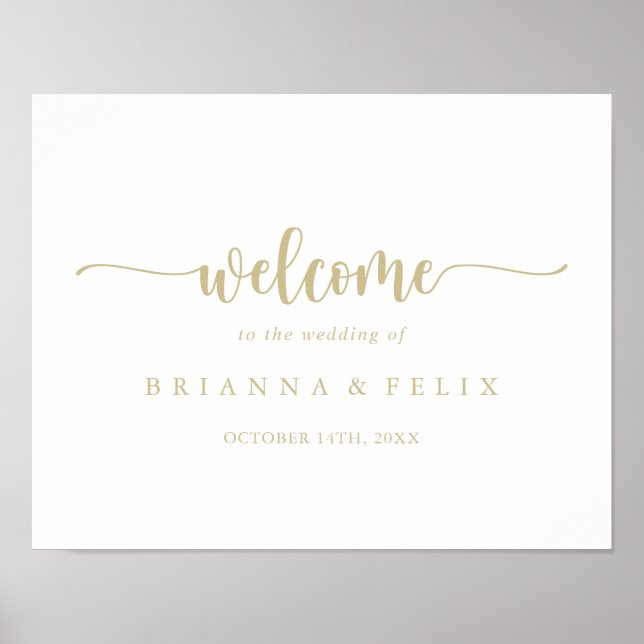 Affiche de bienvenue Mariage de calligraphie minim (Devant)