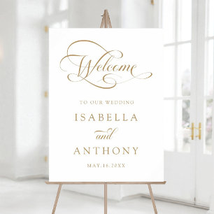 Affiche de bienvenue Mariage de calligraphie or El