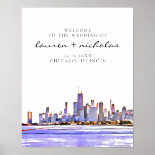 Affiche de bienvenue Mariage de Chicago Skyline
