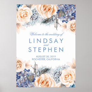 Affiche de bienvenue Mariage de couronnes florales