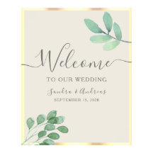 Affiche de bienvenue Mariage de feuillage rustique