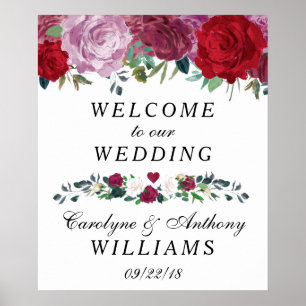 Affiche de bienvenue Mariage de fleurs florales ro
