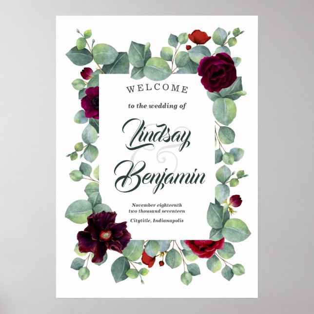 Affiche de bienvenue Mariage de la Bourgogne Rouge (Devant)