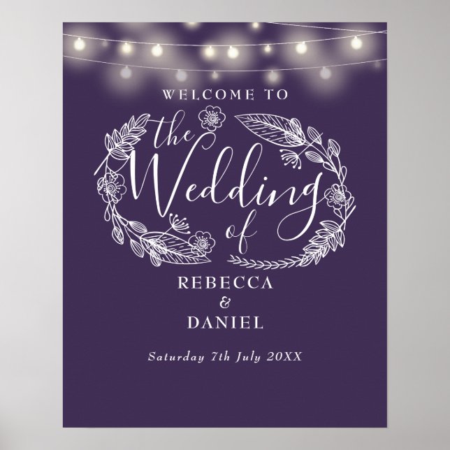 Affiche de bienvenue Mariage de la chaîne florale  (Devant)