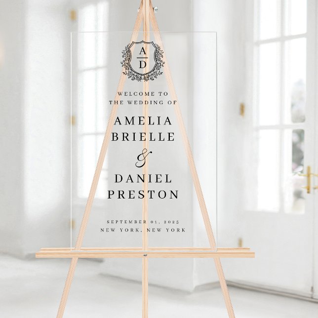 Affiche de bienvenue Mariage de la crête de monogr (Créateur téléchargé)