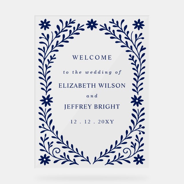 Affiche de bienvenue Mariage de la marine Boho (Recto)