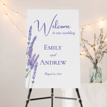 Affiche de bienvenue Mariage de lavande d'aquarell