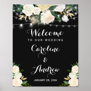 Affiche de bienvenue Mariage de l'ivoire d'aquarel