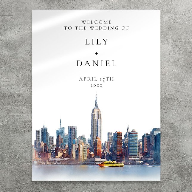 Affiche de bienvenue Mariage de New York (New York City Wedding Welcome Sign)