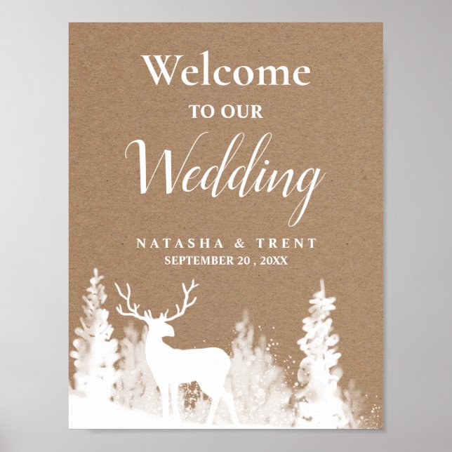 Affiche de bienvenue Mariage de Noël Kraft Paper (Devant)