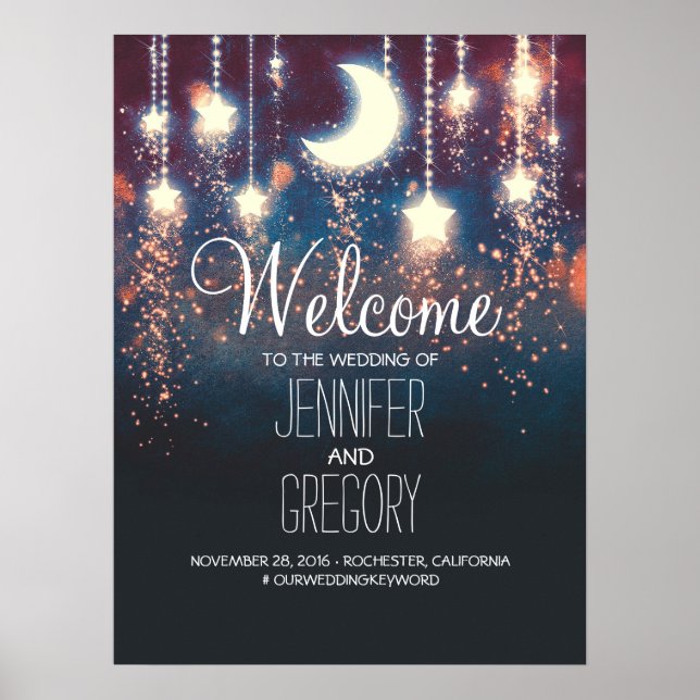 Affiche de bienvenue Mariage de nuit étoilée (Devant)