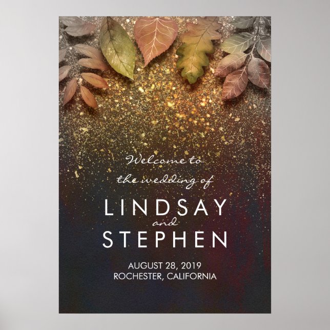 Affiche de bienvenue Mariage de Parties scintillan (Devant)