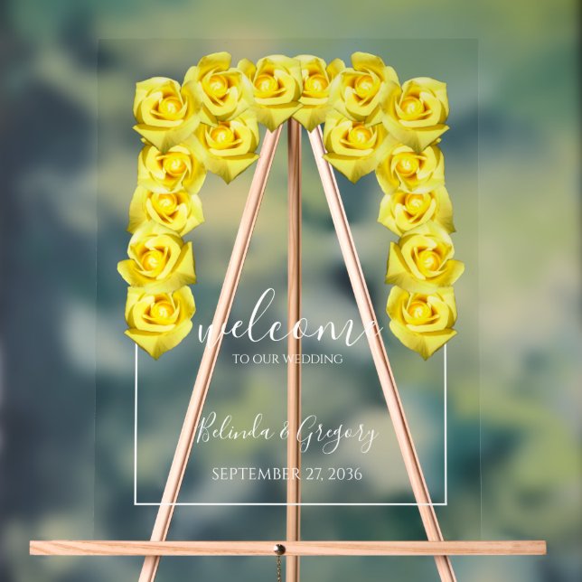 Affiche de bienvenue Mariage de Roses Jaunes (Neutre)