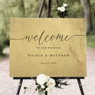 Affiche de bienvenue Mariage de script Black and G