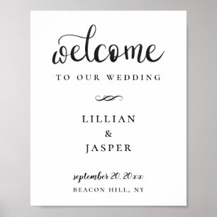 Affiche de bienvenue Mariage de script de calligra