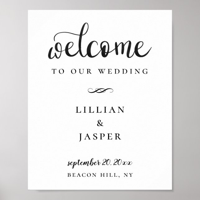 Affiche de bienvenue Mariage de script de calligra (Devant)