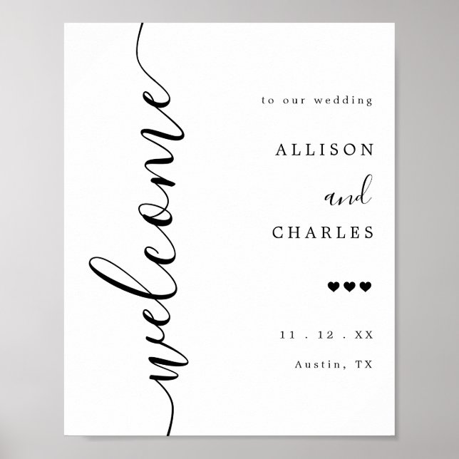 Affiche de bienvenue Mariage de script élégant du  (Devant)