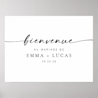 Affiche de bienvenue Mariage de script moderne chi